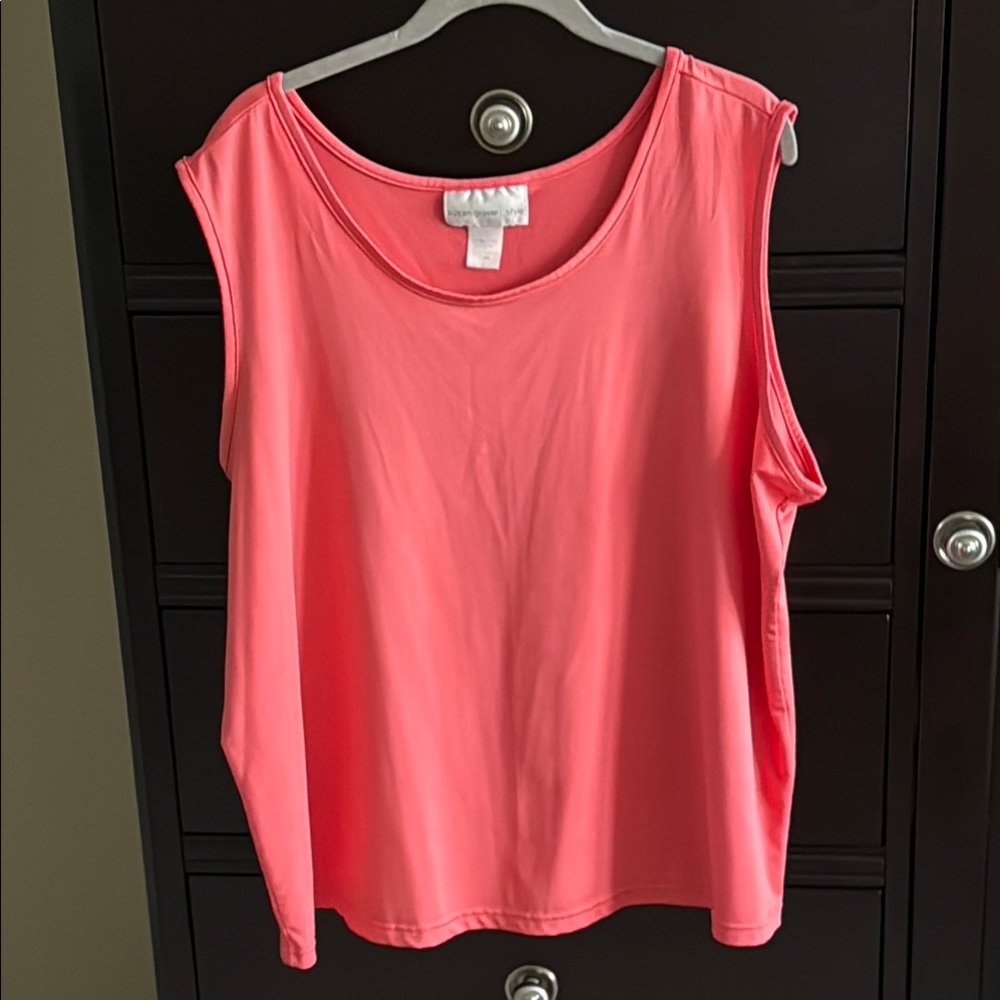 Susan Graver Coral / Orange Sleeveless Relaxed Tank Top